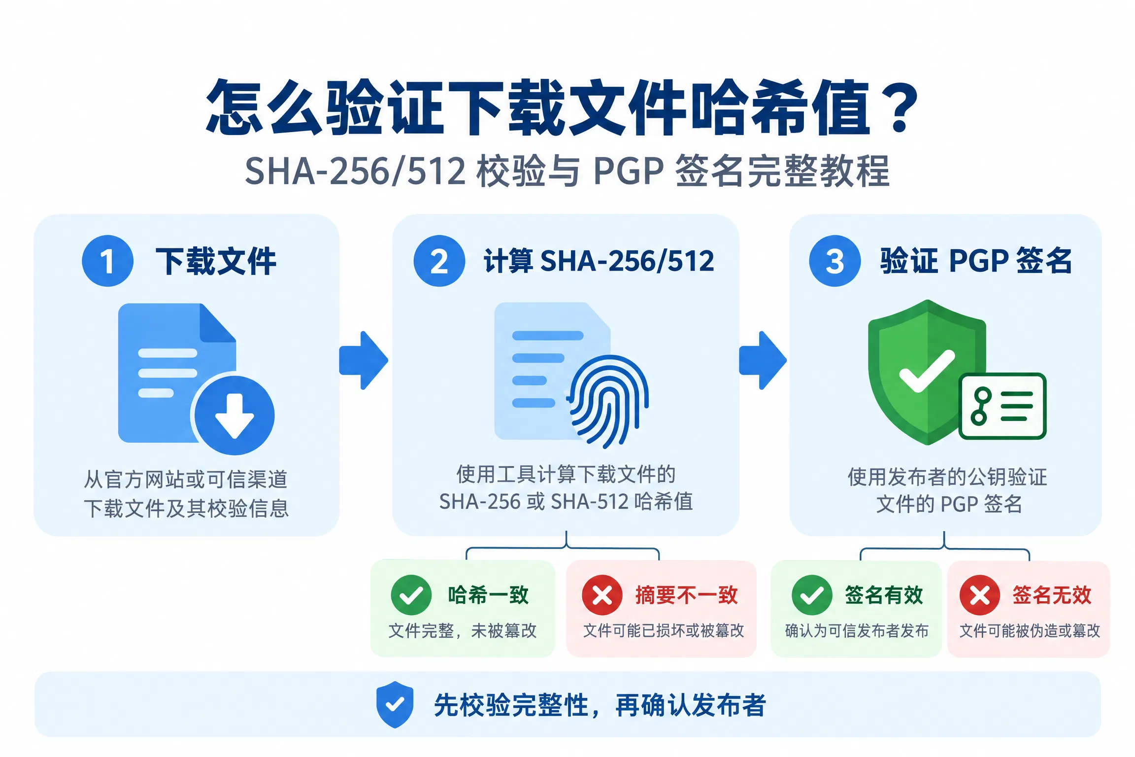 怎么验证下载文件哈希值？SHA-256/512 校验与 PGP 签名完整教程