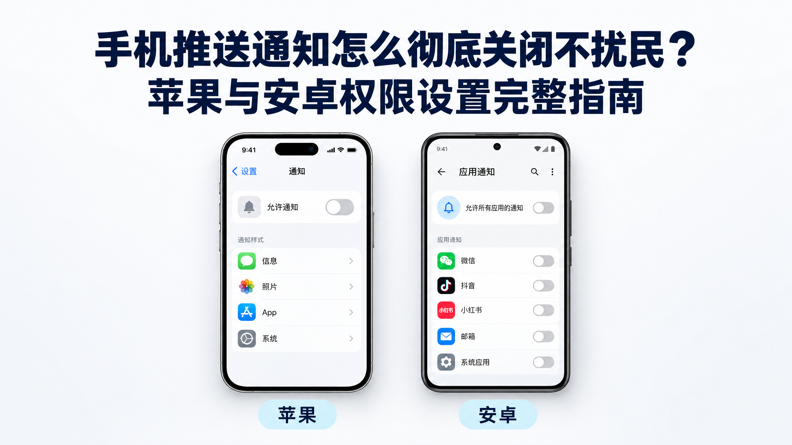 手机推送通知怎么彻底关闭不扰民？苹果与安卓权限设置完整指南